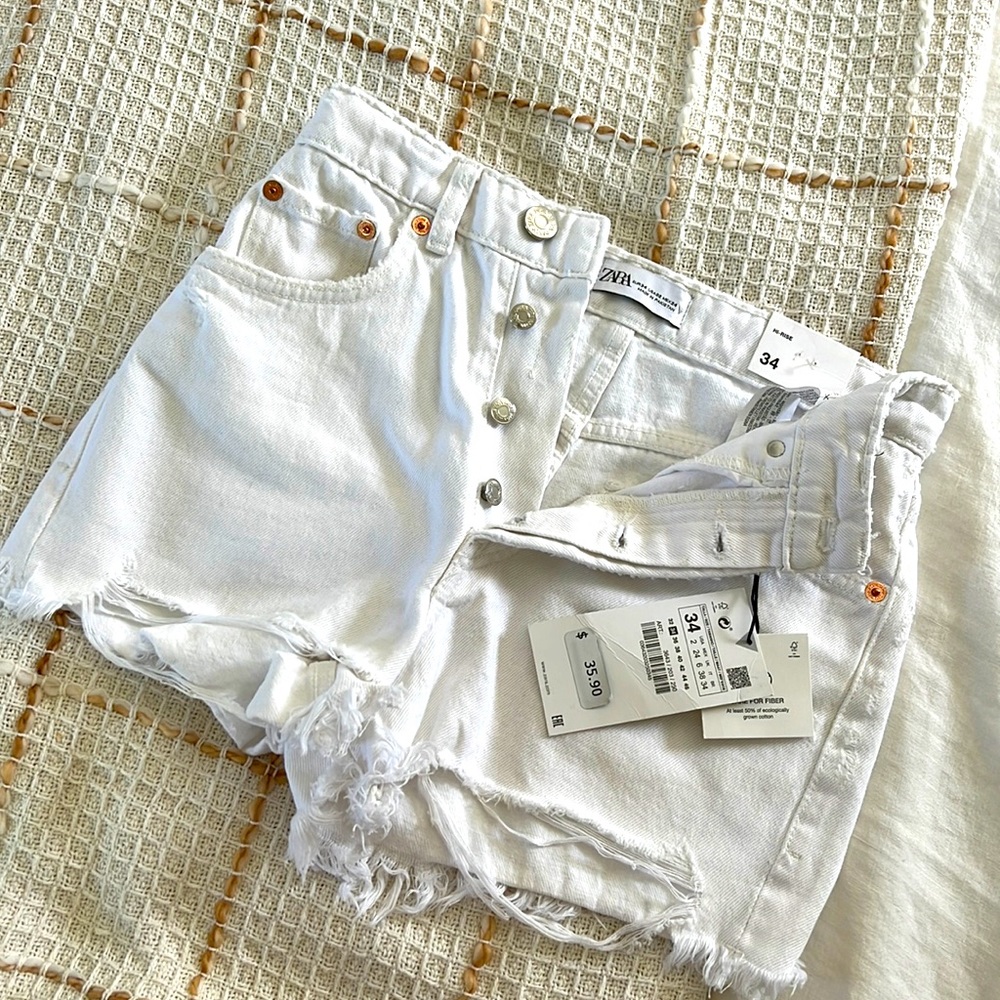 Zara HI-RISE white shorts NWT EUR34 USA02